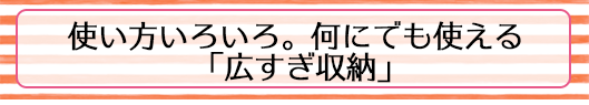 使い方いろいろ。何にでも使える「広すぎ収納」