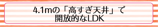 4.1mの「高すぎ天井」で開放的なLDK