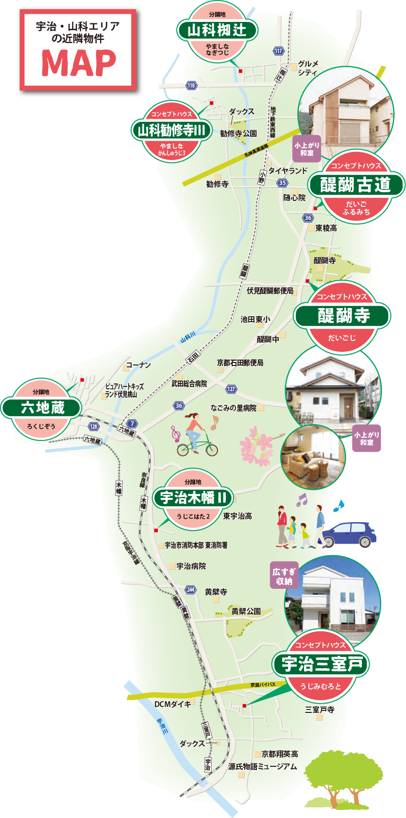 宇治・山科エリアの近隣物件MAP