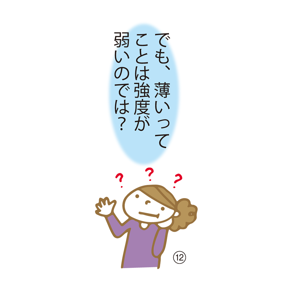 ⑫ でも、薄いってことは強度が弱いのでは？