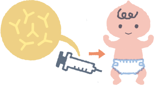 赤ちゃんに抗体薬を投与するイメージイラスト