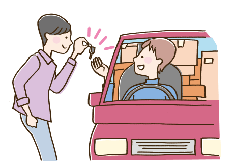 友人に車を借りるイメージイラスト