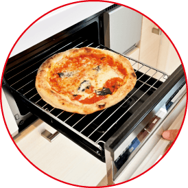 IHクッキングヒーターのグリルで焼いたピザの画像