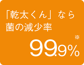 乾太くんなら菌の減少率99.9%